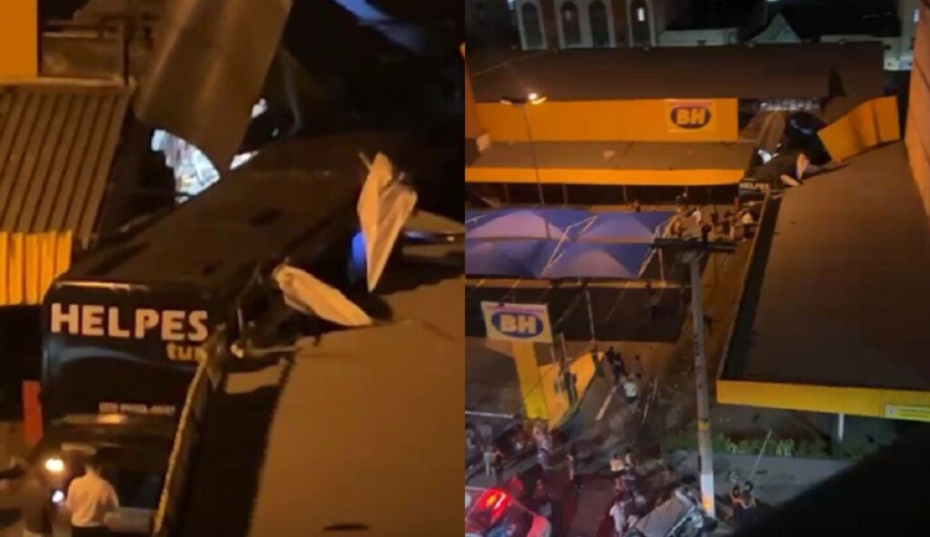 Acidente em Juiz de Fora: Ônibus de Turismo Colide com Carros e Invade Supermercado