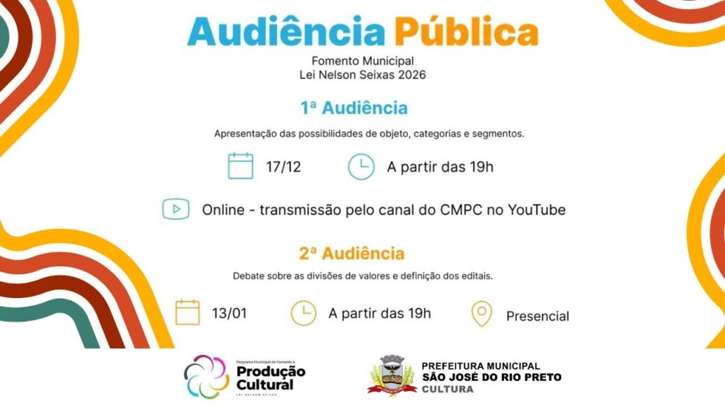 2ª Audiência Pública da Lei Nelson Seixas em 2026: Uma Oportunidade para a Cultura de São José do Ri
