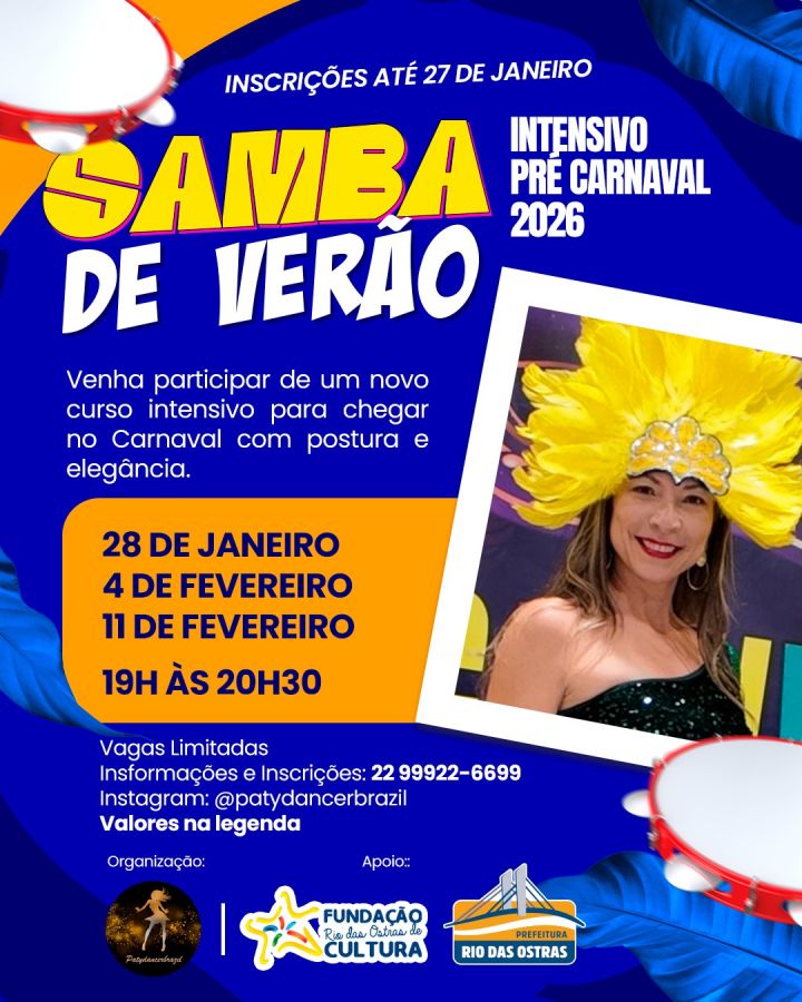 Aperfeiçoe seu samba: Inscrições abertas para curso intensivo em Rio das Ostras