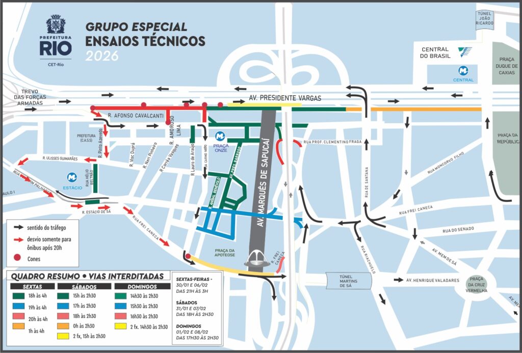 CET-Rio Lança Operação Especial de Trânsito para Ensaios no Sambódromo do Carnaval 2026